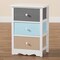 Baxton Studio Kalila ModernWhite and Multi-Colored Finished Wood 3-Drawer Nightstand 199-12249-ZORO - alternate 9